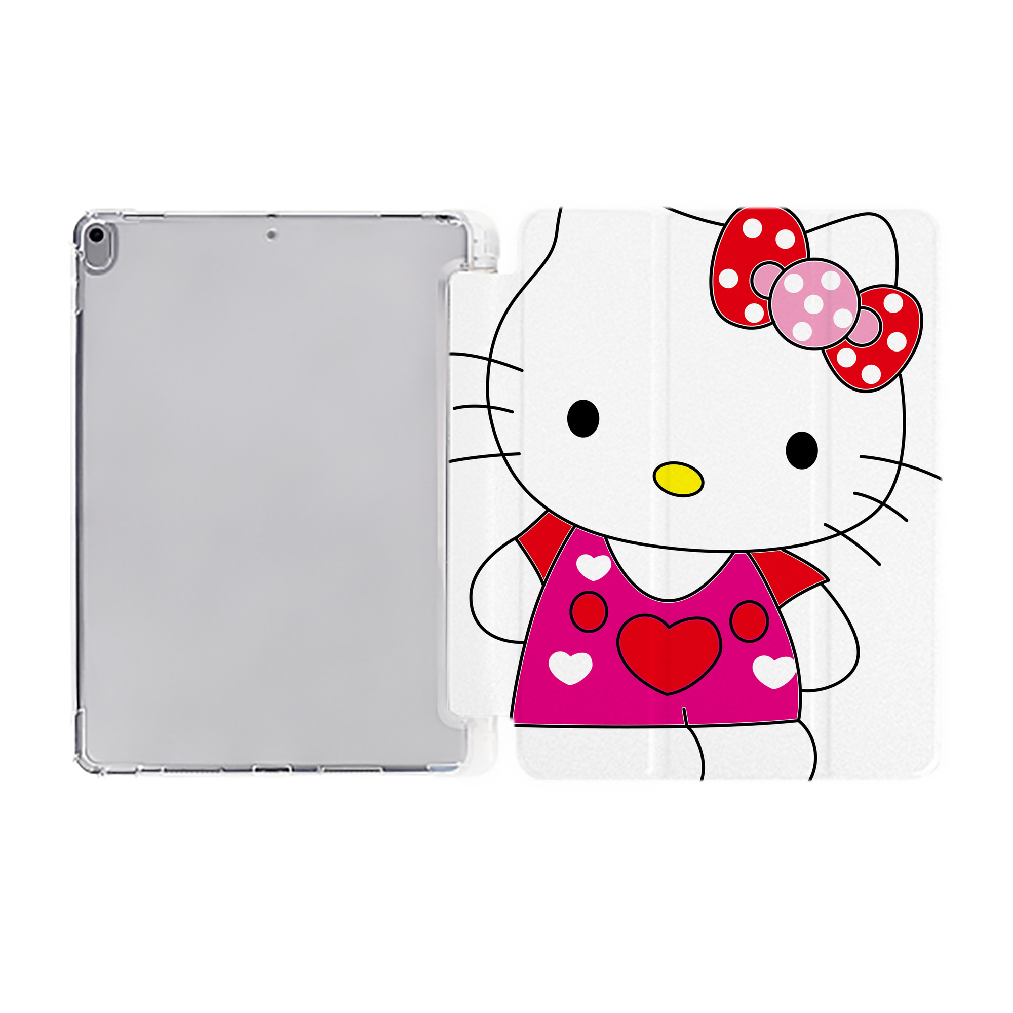 （画像用） Hello Kitty ハローキティ IPad ケース ペン収納付き 三つ折りスタンド PUレザー×シリコン 対応機種9.5/10.5/10.9インチ